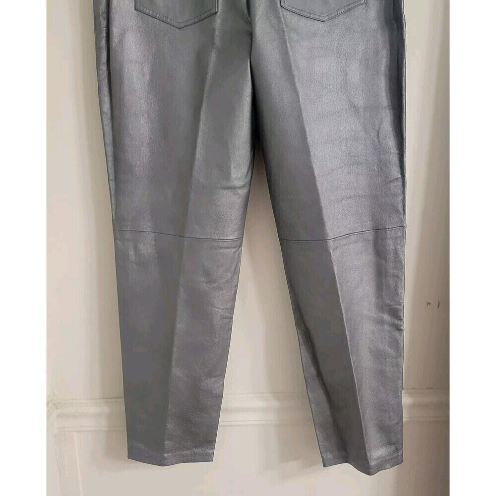 Vintage Forenza Size 16 Leather Pants  Silver Cigarette High Rise Disco - Picture 6 of 11